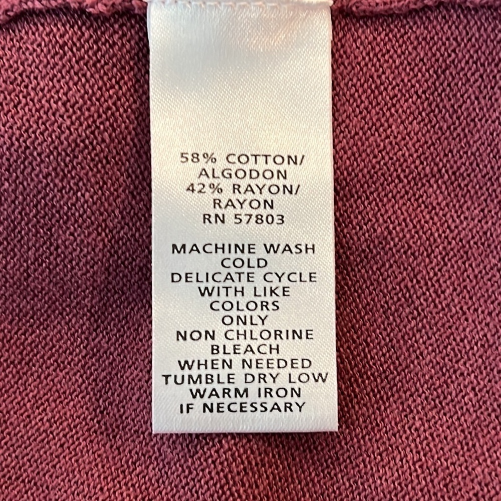 Norton McNaughton Women's Sweater Cowl Neck Wine Tie Short Sleeve Size Medium - Picture 7 of 7